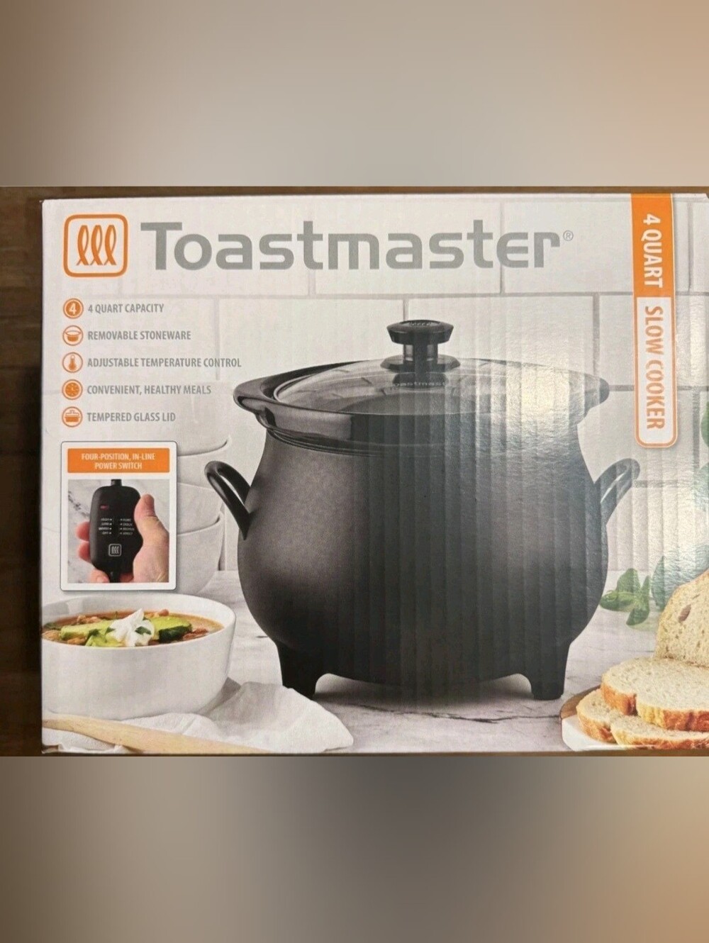 Toastmaster 4 QT Black Cauldron Slow Cooker Removable Crock Viral Htf Halloween